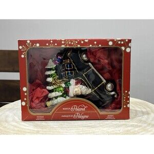 Vintage Santa English Taxi Molded Glass Christmas Ornament Handmade In Poland